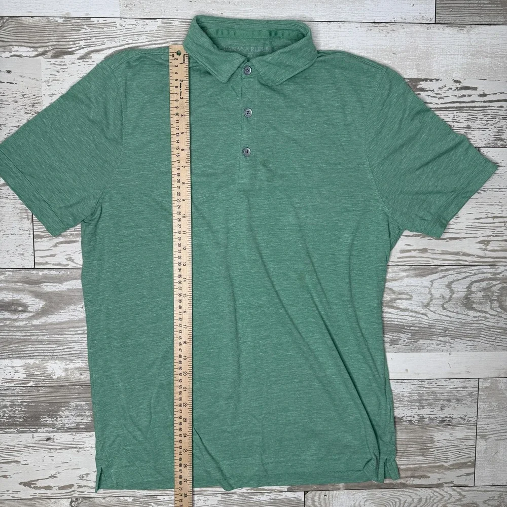Banana Republic Polo Shirt Mens Large Green Vintage Short Sleeve Jersey Knit